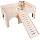 Meerschweinchen Haus mit Rampe 4 Eingänge, Meerschweinchenhaus aus Holz, Meerschweinchen Zubehoer, Kaninchenhaus, Nagerhaus, Hamster Haus, Hasenhaus, 38 x 25 x 18 cm
