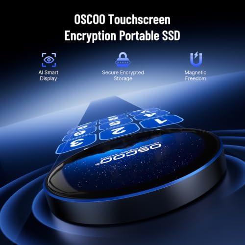 Image of 512GB Touchscreen Encrypted External SSD Hard Drive, Up to 2000MB /s