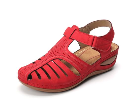 Sandalias ortopédicas de cuero para mujer, ideales para caminar por la playa