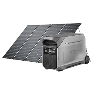 EF ECOFLOW Solar Generator 4096Wh DELTA Pro 3 with 4X125W Solar Panels, 25% High-Efficiency, 4000W Portable Power Station, AC + Solar Fast Dual Charging For Camping RV