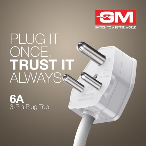 Image of GM G‑Home 8201 - 6 A 3‑Pin Plug Top Adapter with LED Indicator - Heavy-Duty & Stylish