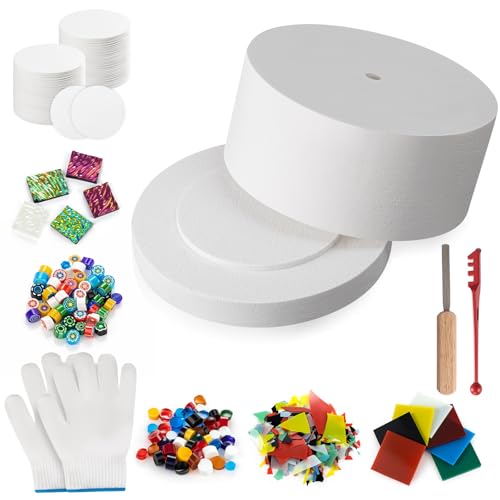 Tujoe 10 Pieces Large Microwave Kiln Kit for Glass Fusing and 50 Sheets Kiln Microwave Paper DIY Fusing Glass Jewelry Set Professional Making DIY Jewelry Tools Supplies Set