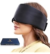 SOLZEK Real Silk Sleep Mask, 100% Blackout Eye Mask, Adjustable Sleeping Mask for Side Sleeper, C...