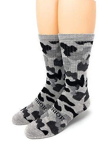 WARRIOR ALPACA SOCKS - Alpaca Wool Heavy-Duty Hunting Camouflage Socks for Men & Women, Terry Lined (X-Large, Arctic Camo)