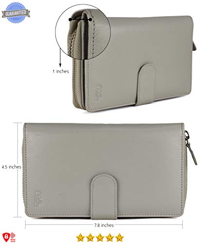 Image of Big Fat RFID Blocking Leather Organizer Checkbook Wallets For Women - Clutch