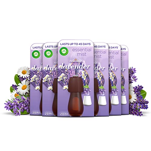 Air Wick Essential Mist Refills, Relaxing Lavender, Pack 6 x 20ml, Natural Essential Oils, Last up to 270 days, Air freshener