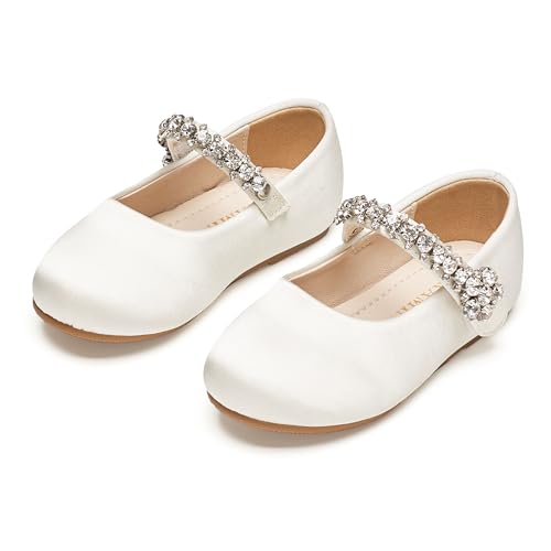 Image of PHIRAMIN Toddler Flower Girl Glitter Dress Shoes Little Girl Ballet Flats Bow Wedding Party