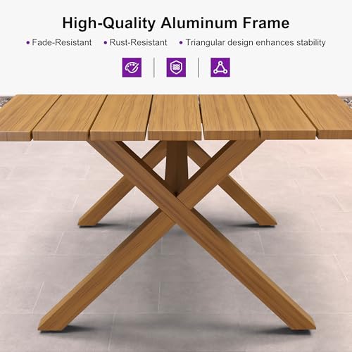Image of PURPLE LEAF 9 Pieces Patio Dining Set with Outdoor Aluminium Square Dining Table and Woven Chairs Modern Metal Furniture Cushions Sets for Garden Yard Indoor Decor Kitchen Teak