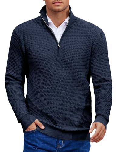 Pull à col roulé homme coupe ajustée vêtement gaufré chaud hiver