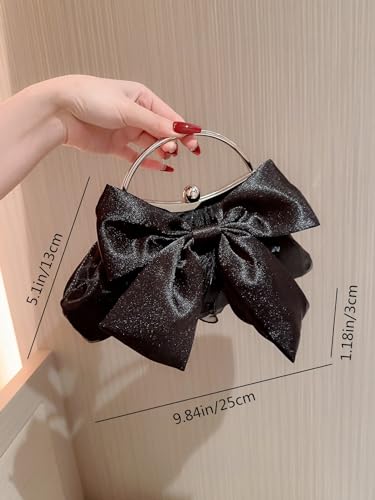 Image of Verdusa Women's Bowknot Evening Bag Ruched Clutch Purse Party Handbag with Chain Strap