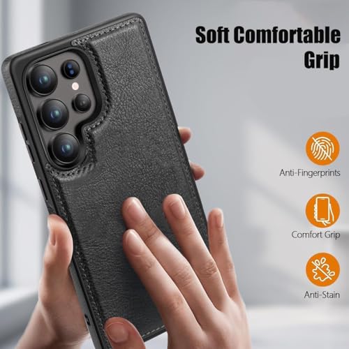 Image of MOBILOVE PU Leather Flexible Back Case Cover for | Samsung Galaxy S25 Ultra 5G (Black)