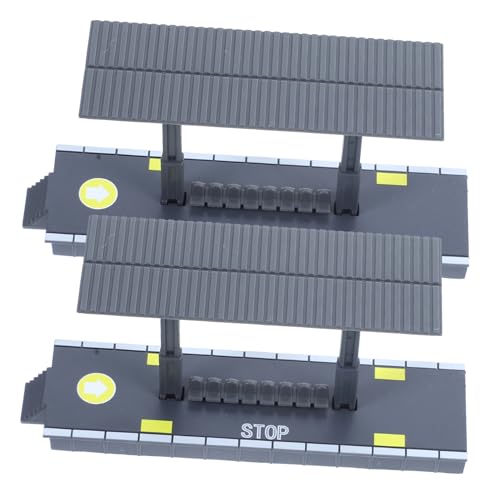 SAFIGLE 2個道風景用プラットホーム模型 シミュレーション駅アクセサリー 玩具用道ジオラマパーツ ごっこ遊び 子供用おもちゃ 室内園装飾