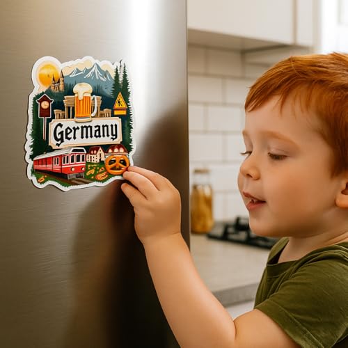 Image of Naxon Germany Country Theme Souvenir Wooden Refrigerator Stylish Fridge Magnet - Fridge Decoration Magnet for Kitchen & Home Decor | Perfect Souvenir Gift | Size 3x3 Inches | Pack of 1