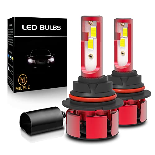 9007 Led Headlight Bulb,MLMILELE 9007 Led Headlight Bulb High and Low Beam,50W 12000LM HB5 Headlamp Bulbs Combo, Mini Size,Super Bright 6000K Cool White, IP68 Waterproof,Quick Installation ,Pack of 2