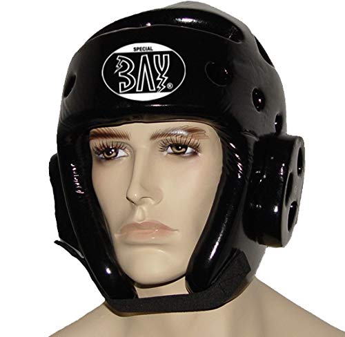 Bay KLS schwarz PU Kopfschutz Kopfschützer Headguard Kampfsport, Kickboxen, Kick-Boxen, Taekwondo, Tae Kwon Do, TKD, CE, schwarz, Größe XS, S, M, L, XL