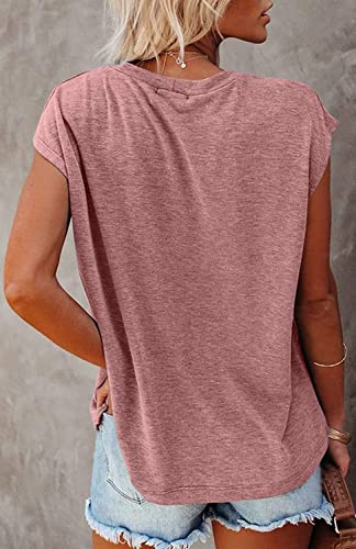 Image of CNFUFEN Short /Long Sleeve T Shirts for Women Fashion Casual Summer Lightweight Solid Trendy Tops