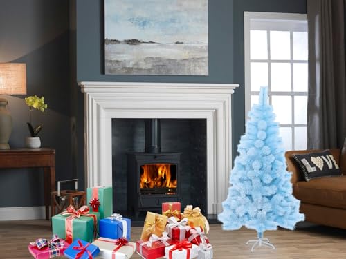 Image of fizzytech 4 Feet Blue Pine Artificial Christmas Tree with 160 Tips | Premium Decorative Look | Pine Needle Material | Metal Stand | Easy 3-Step Assembly | Perfect for Christmas Home Decoration
