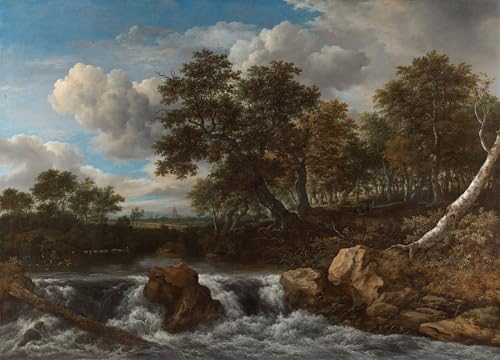 Tableaux Graffiti Art Mural : Impression Cascade de Jacob Van Ruisdael 60x90cm