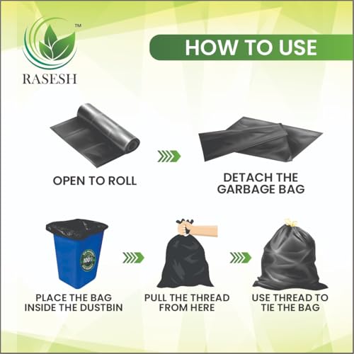 Image of Premium Garbage Bags | 42 X 48 Inches (Jumbo XL)| 10 Count (Pack of 1) | Dustbin Bags | Trash Bags | Black Colour