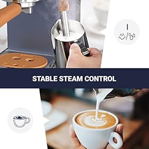 Laekerrt espresso machine expresso coffee machines 20 bar cafetera espresso with milk frother steam wand for home compact small stainless steel coffee maker for latte and cappuccino blue  urban country home decor