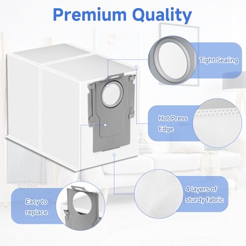 Image of 20 Packs Q Revo Dust Bags for Roborock QV 35A /Qrevo S5V /Saros 10 /10R /Qrevo /Q RevoS /Qrevo Pro /Plus /MaxV /Master /Curv S5X /Edge S5A /S8 MaxV /S8 Max Ultra Robot Vacuum Cleaner, 3.5L Large Capacity