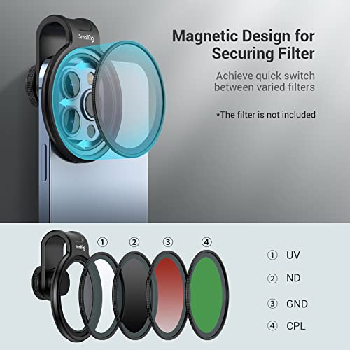 Image of SmallRig Filter Clip for iPhone 12 /13 Series, 52 mm Magnetic Filter Clamp Cellphone Filter Adapter for Samsung Galaxy S22 / S22+, for Huawei Mate 40 / P40 Pro Work with External Filters -3845