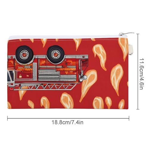 Firefighter Fire Trucks Fashion Coin Purse Change Makeup Bag Canvas Pencil Pouch Travel2