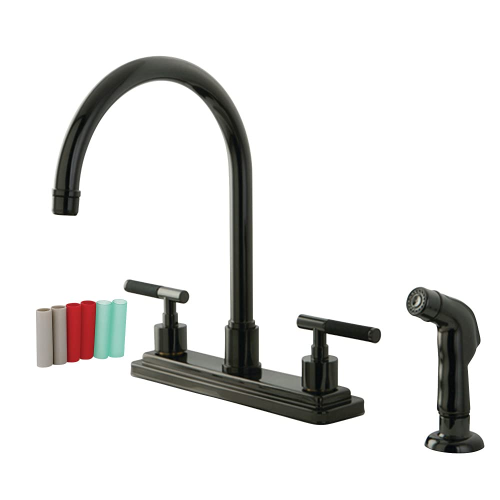 Kingston Brass NS8790DKLSP Water Onyx 8 inch Centerset Kitchen Faucet with Lever Handle and Matching