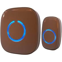 SadoTech Wireless Doorbells for Home, Apartments, Businesses, Classrooms, etc. - 1 Door Bell Ringer & 1 Plug-In Chime Receiver, Battery Operated, Easy-to-Use, Waterproof Doorbell w/LED Flash, Brown