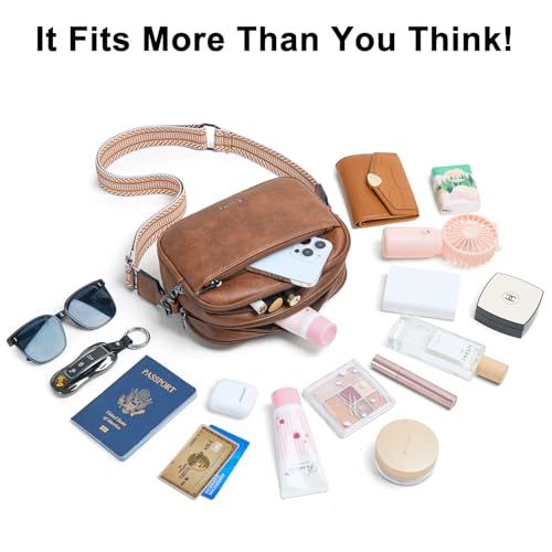 Bluome 4 Zips Crossbody Bags Purses Handbags For Women Small Pu Leather Shoulder Cross Body Travel Bag For Woman Guitar Strap4