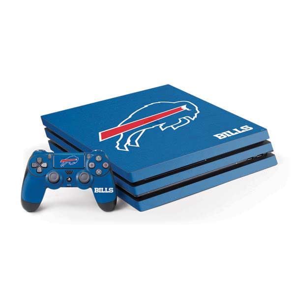 Skinit Decal Gaming Skin Compatible with PS4 Pro Console and Controller Bundle - Officially Licensed NFL Buffalo Bills Distressed Design