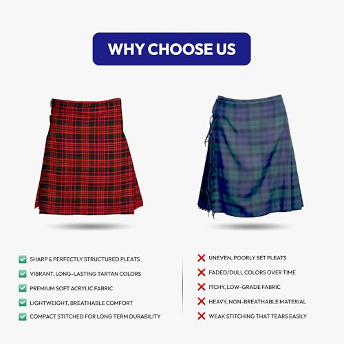 Image of 8 Yard Mens Kilt - Authentic Tartan Kilt for Men Highland Outfit for Weddings & Traditional Scottish Wear