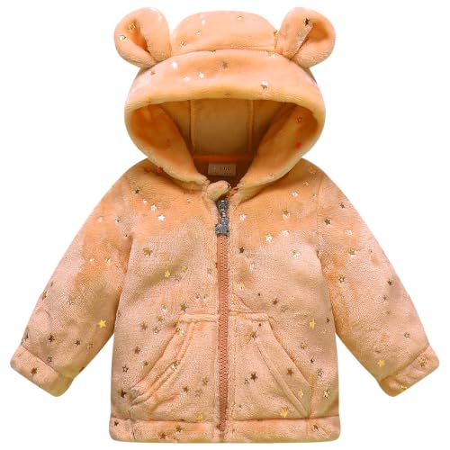 Image of Baby Girl Winter Fleece Coat Toddler Boy Jacket Infant With Hood Warm Outerwear
