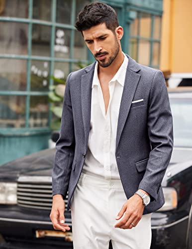 COOFANDY Men's Blazer Casual Sport Coats Slim Fit One Button Suit Jacket Lightweight Sports Jacket(Blue,Medium)2