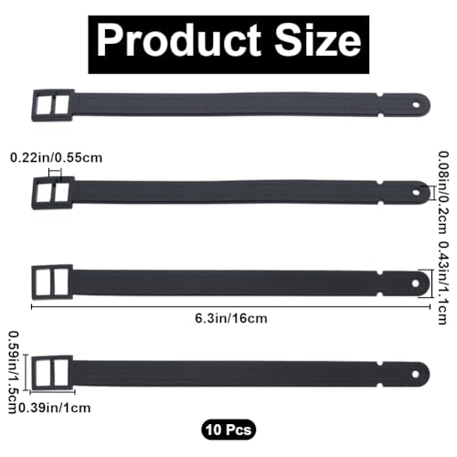 GORGECRAFT 10Pcs Plastic Luggage Tag Strap Luggage Label Replacement Loop Belts with Buckle for Suitcase Backpacks ID Card Pass Holder Travel Secure Protect Storage Hanging Accessories Black2