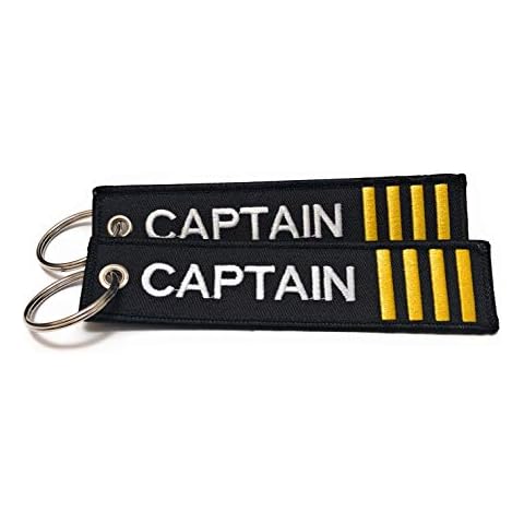 aviamart Captain Luggage Tag - Keychain - 4 Gold Stripes - Set of 2 Cover