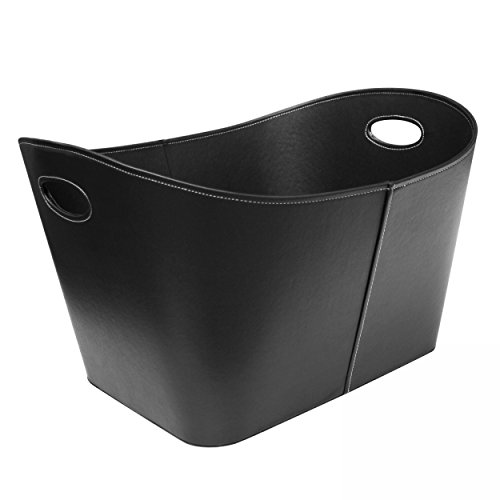 raik SH100514 Holzkorb, Kunstleder Schwarz, XL