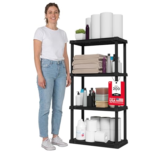 IRIS USA 4-Shelf Light Duty Plastic Storage Shelves,...