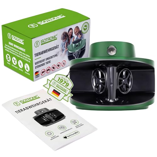ISOTRONIC Mäuseabwehr, Rattenabwehr | Waschbären, Kakerlaken vertreiben mit Ultraschall | Schädlingsvertreiber elektronisch für Haus, Keller, Garten | ohne Chemie (1)