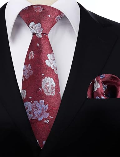 Image of Alizeal Mens 3.15'' Colorful Flower Pattern and handkerchief Necktie Set