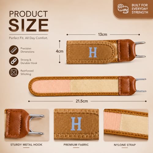 Image of 2PCS Buckleless Belt Hook Set | Elastic Waist Belt with Metal Hook & Hook Loop Closure | Invisible Stretch Waistband for Jeans, Trousers, Workwear & Daily Use