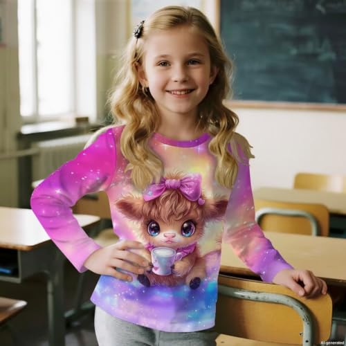 Image of WELLFLYHOM Long Sleeve T-Shirt for Boys Girls 3-16 Years Old Tee Tops Crewneck Pullover Shirts Fall Outfits