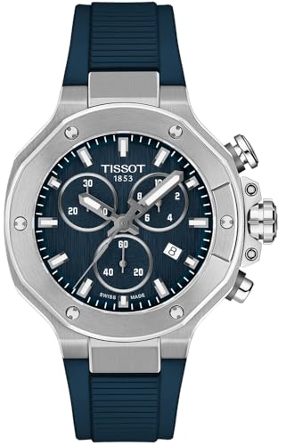 Tissot T-Race 38mm Swiss Quartz Chronograph Watch for Men and Women Stainless Steel Case Blue Dial T1418171704100