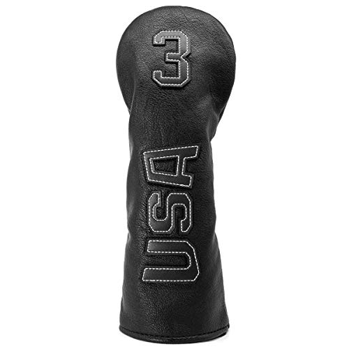 Golf Club Head Covers,Golf Headcovers Leather Golf Wood Covers for Divers Fairway Woods Hybrids(UT) with Number Tag 3 5 7 X,Golf Iron Covers for Men Women (Fairway Wood Cover (White))