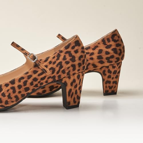 C.Paravano Women's Pumps Mary Jane Pumps Closed Round Toe Low Heels Adjustable Strap Fashion Dress Shoes3