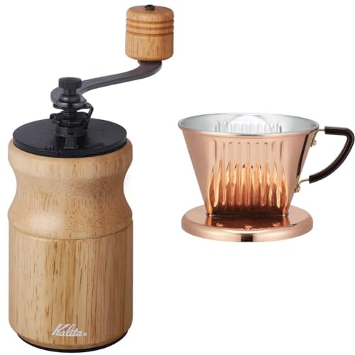 カリタ Kalita コーヒーミル 木製 手挽き 手動 ナチュラル KH-10 N #42167アンティーク コーヒーグラインダー 小型 アウトドア キャンプ 挽き目調整可能 フタ付き