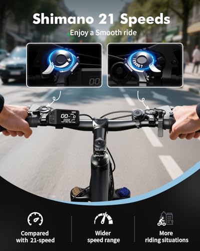 Image of Qlife Electric Bike for Adults /Teens Racer, 20+MPH 21-Speed Peak 1200W Brushless Motor Adult Electric Bicycles, 48V 10.4Ah Removable Battery Mountain Ebike, Up to 55 Miles, 27.5X2.1 Tire E Bike