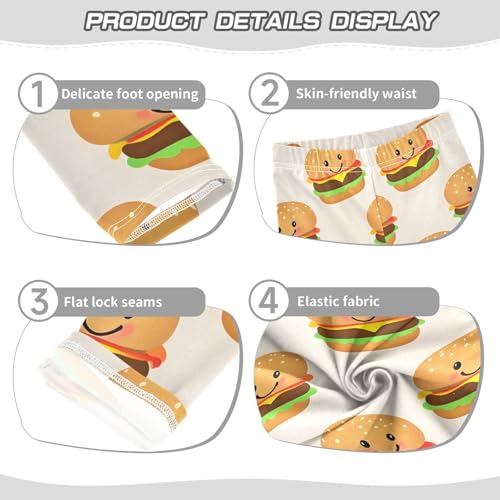 ALAZA Girls' Leggings Children's Yoga Pants Skinny Printed Dance Cute Hamburger Comfortable 4T2