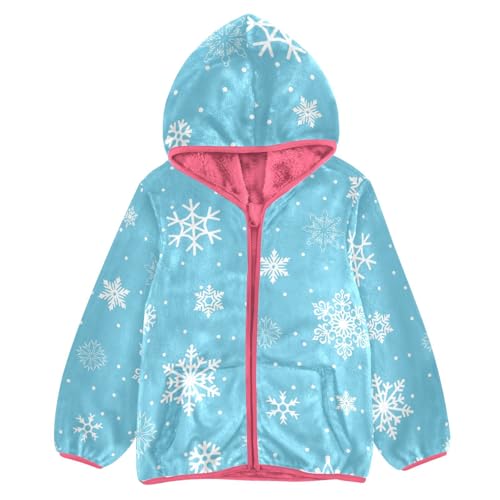 OTVEE Blue Snowflake Pattern Kids Hoodie Jacket Fall Spring Full Zip Warm Outwear Coat