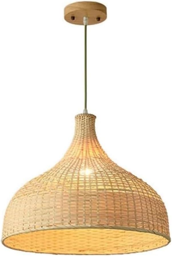 Lustre en rotin tissé main et suspension rustique pour salon